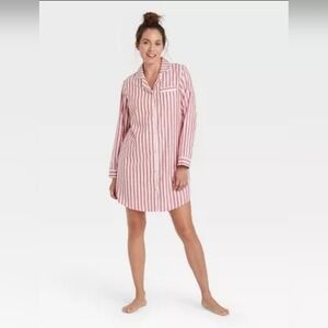 Stars Above Striped Flannel Button-Down Sleep Shirt